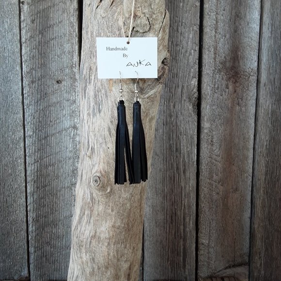 Handmade Leather Fringe Earrings - Picture 1 of 8